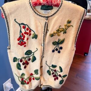 Vintage cherry crochet vest